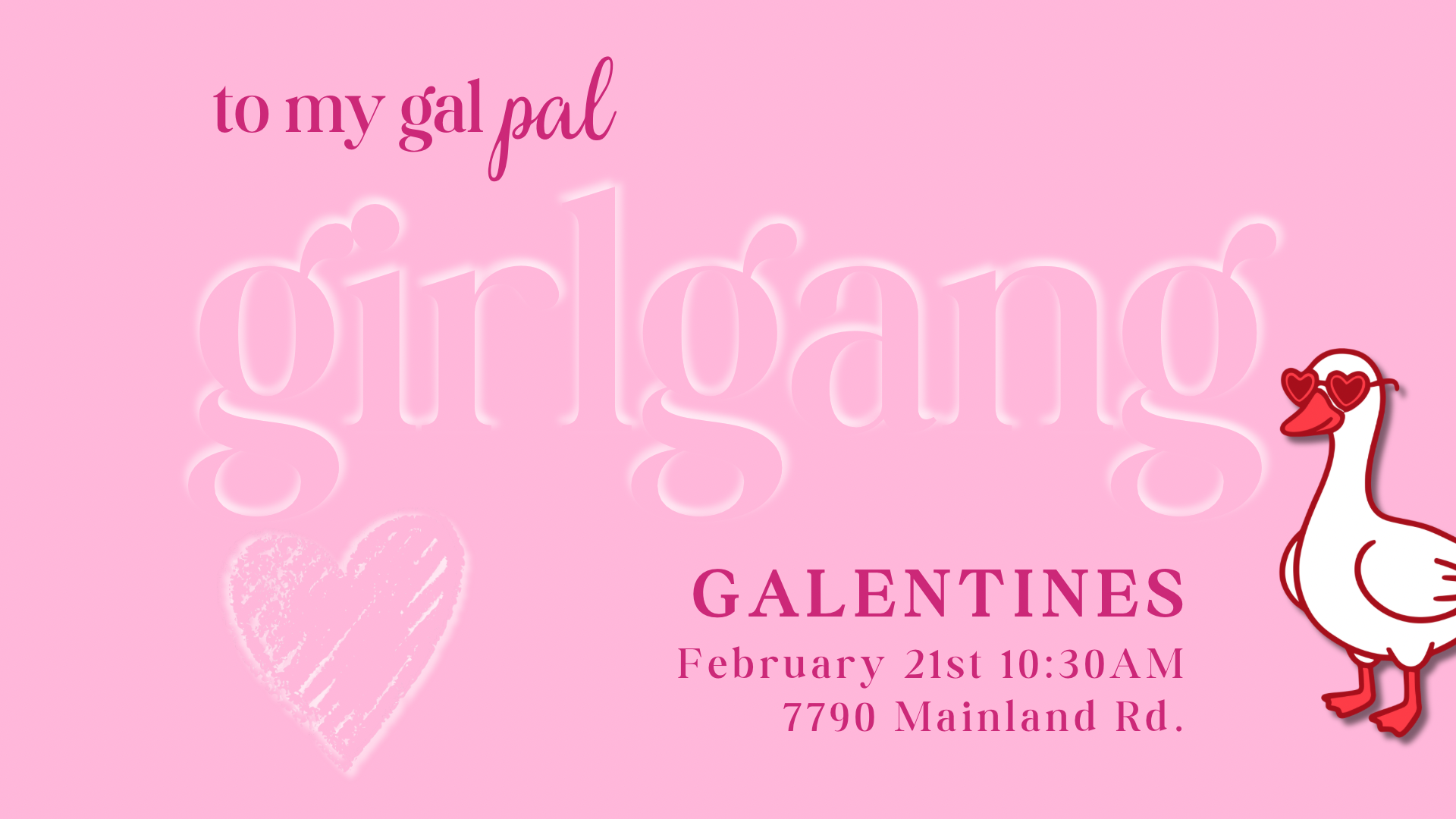 Pink Red Modern Elegant Cute Clean Galentine's Day Party Invitation