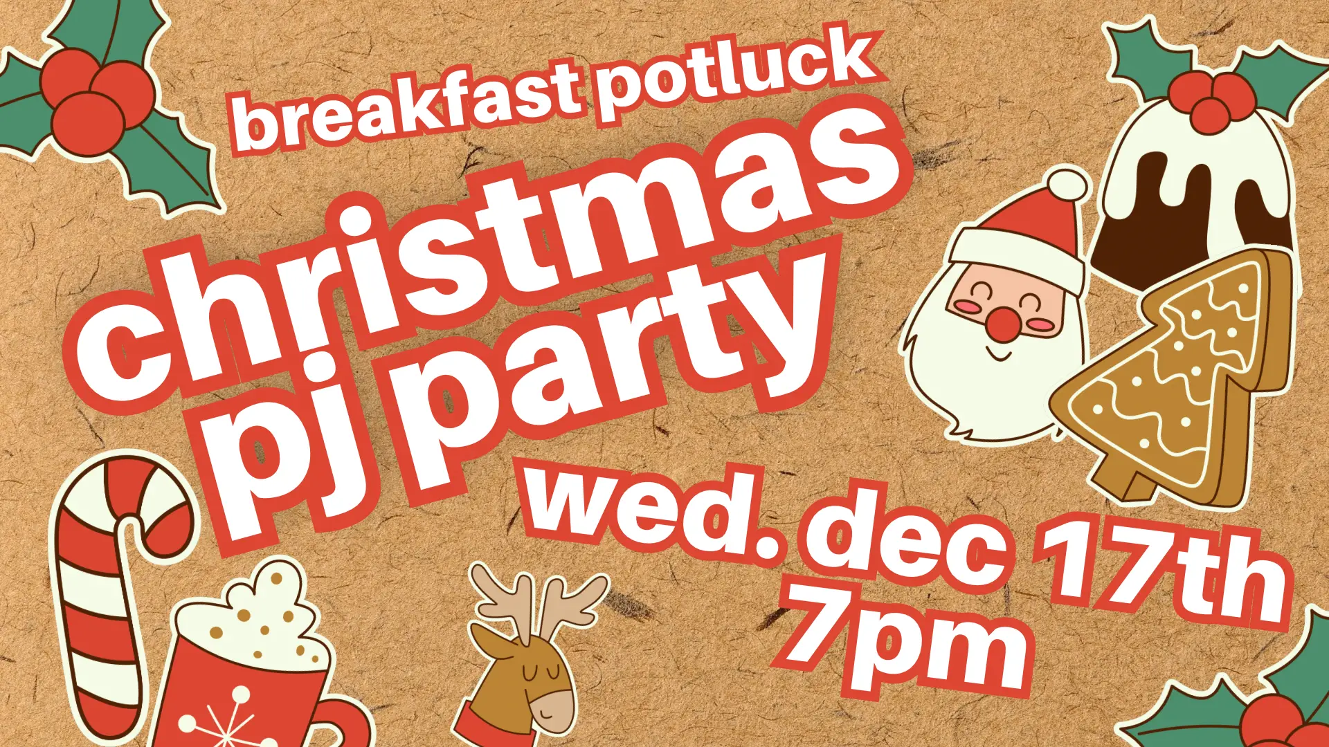 Brown and White Rustic Illustrated Christmas Party Invitation Instagram Post