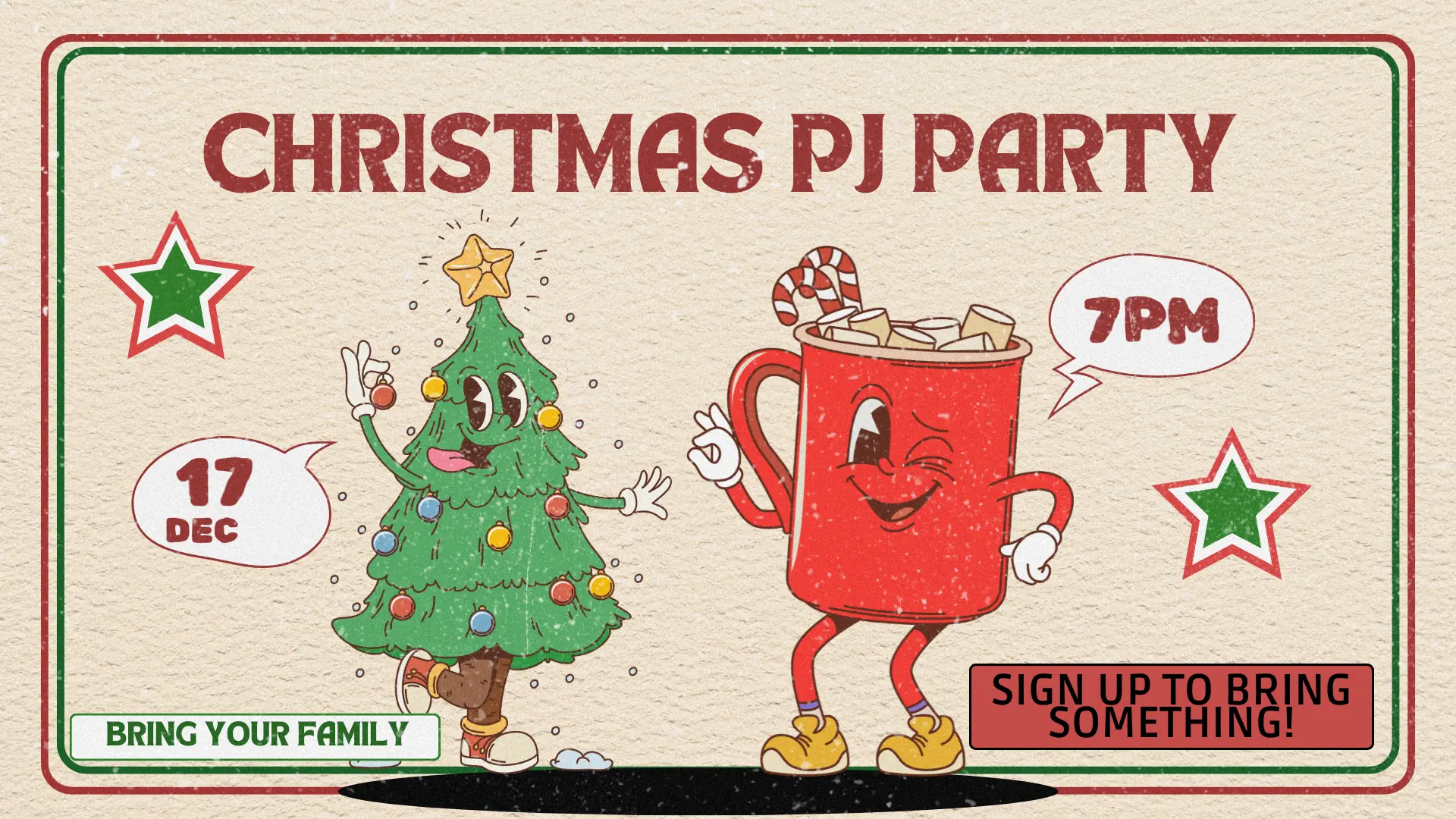 Cream and Red Retro Style Merry Christmas Greetings Instagram Post (Presentation)