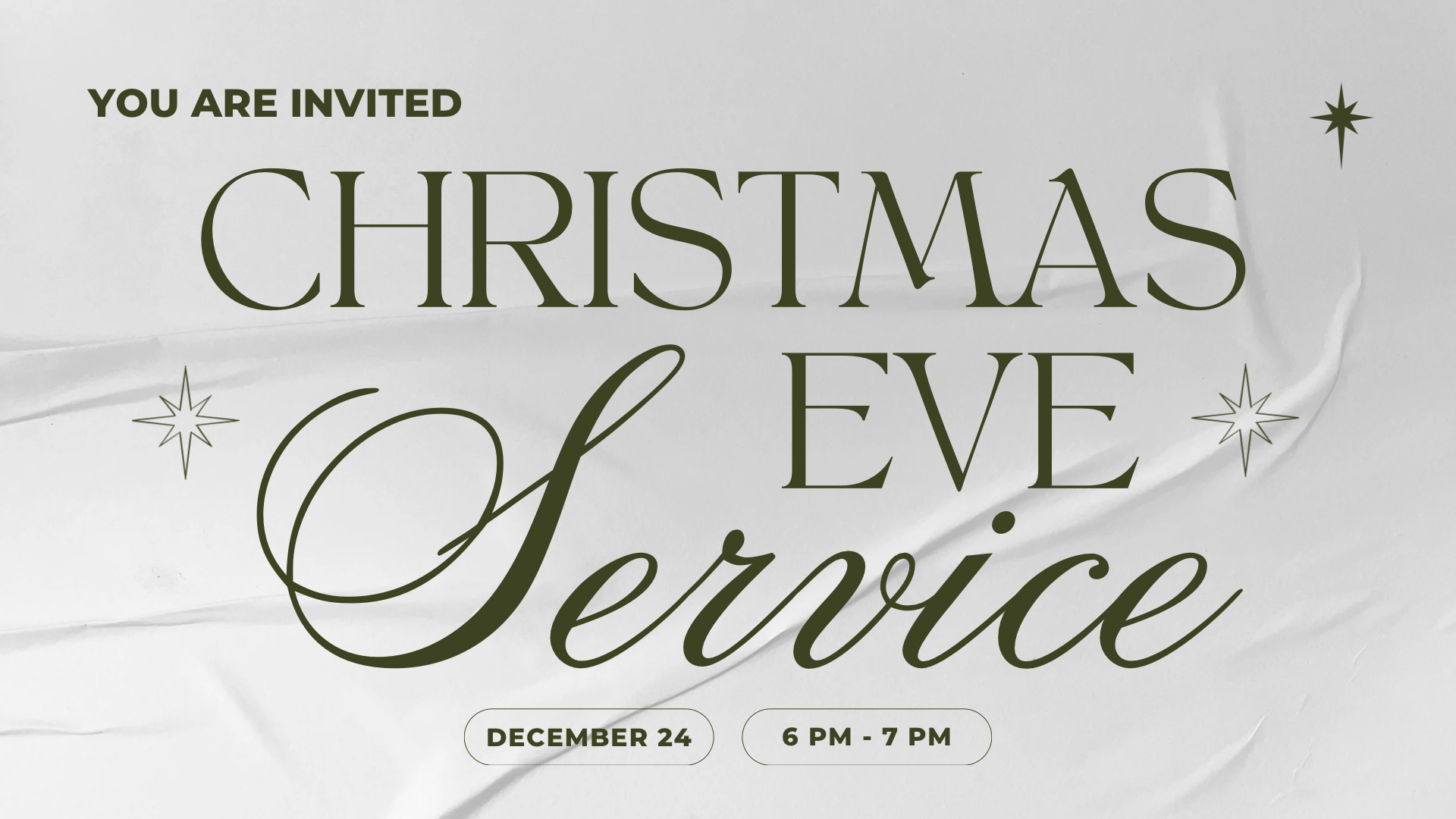 White and Olive Green Minimalist Elegant Aesthetic Christmas Eve Invitation Facebook Post