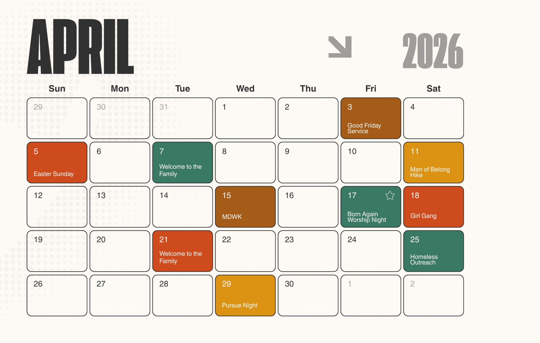 Beige Business Minimalist Content Calendar 2026