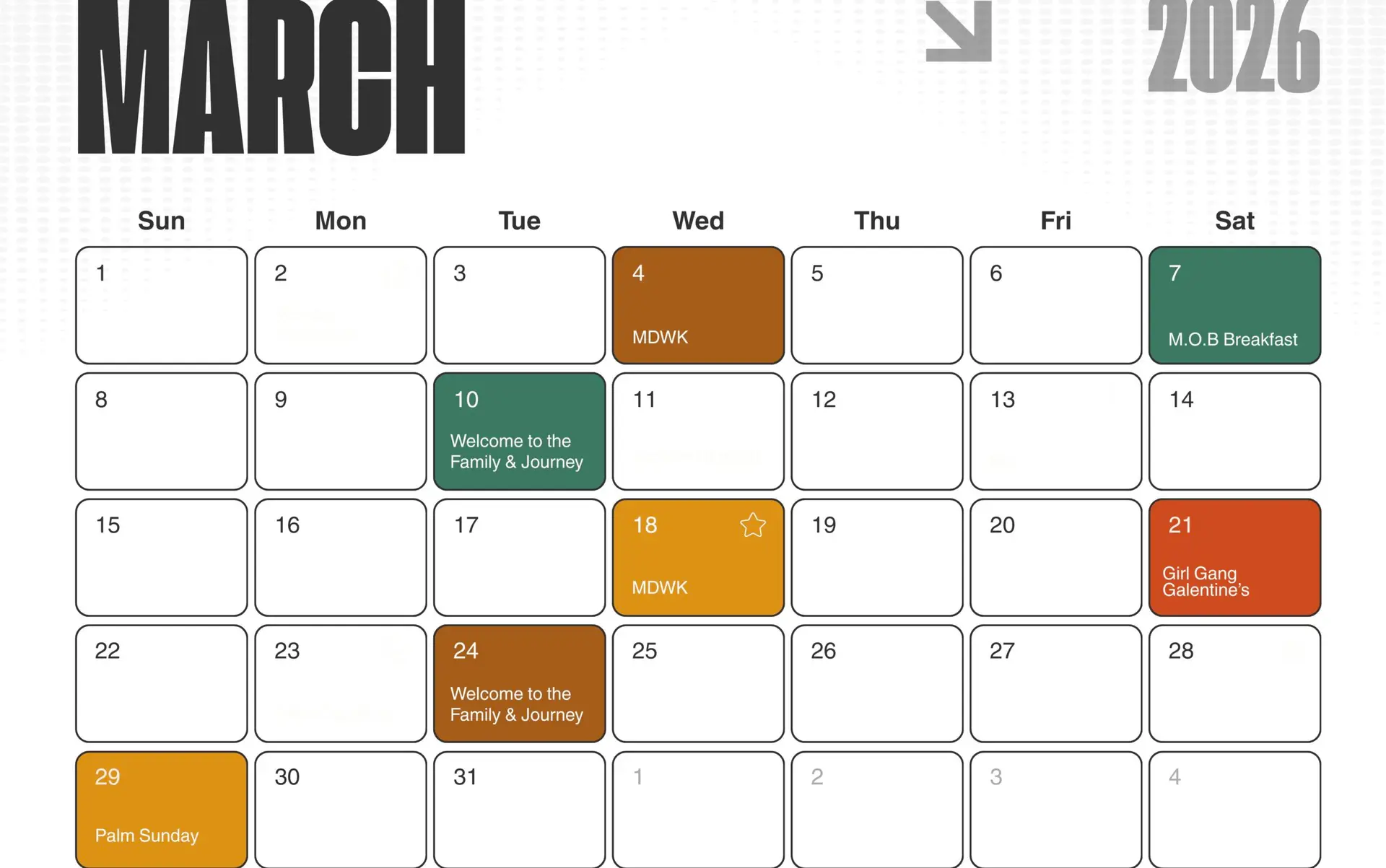 Beige Business Minimalist Content Calendar 2026